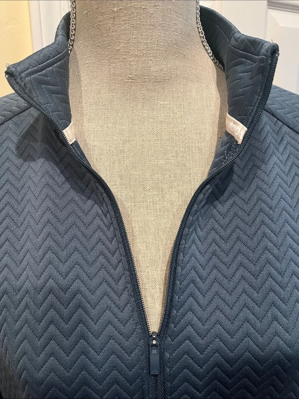 adidas Chevron-Quilted Full-Zip Jacket — Slate Blue
